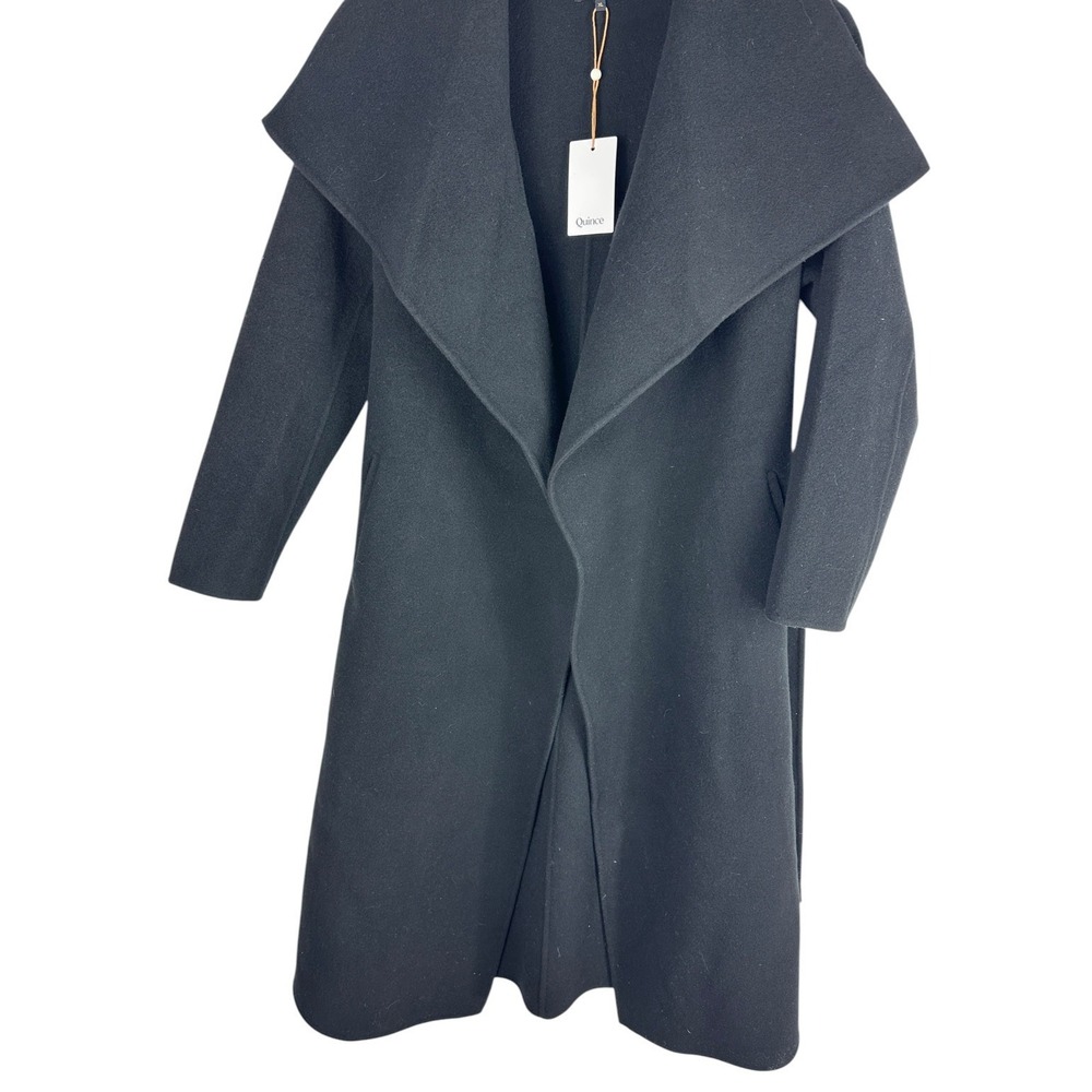NWT Quince Double Faced Merino Wool Draped Collar Wrap Coat Long Tie Women's XL - Picture 7 of 16